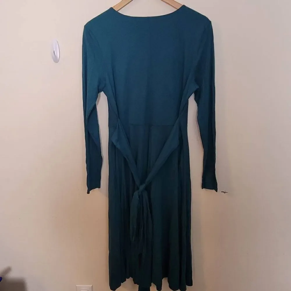 PERUVIAN CONNECTION  DEEP TEAL CELESTE PIMA COTTON DRESS LARGE